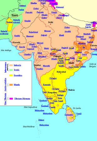 Algunhas das linguas que se falan na India