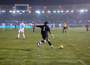 Unha imaxe do partido contra Uruguai, o primeiro de Galiza en Compostela