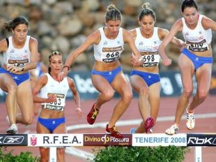 Eva Arias, nos 3.000 obstáculos (terceira pola dereita)