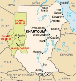 Mapa da rexión sudanesa de Darfur / Fonte: Galipedia