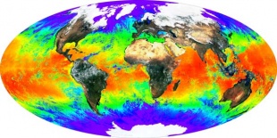 Temperaturas da superficie da terra, que están a mudar co cambio climático
