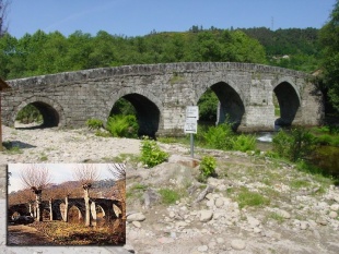 A Ponte de Cernadela, agora e antes (no recadro)