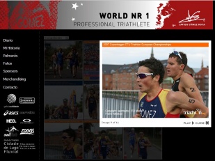 Detalle da web, onde se poden ver as imaxes das competicións e dos seus triunfos