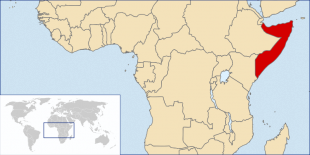 Localización de Somalia no mapa de África