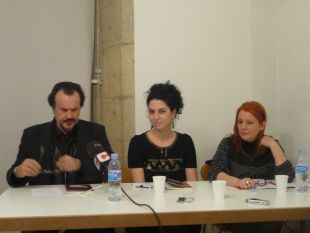 Miguel-Anxo Fernán Vello, Olalla Cociña e Anxos Sumai, este xoves na presentación do libro