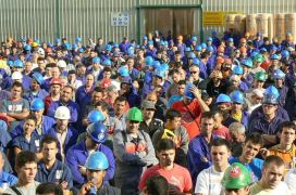Imaxe da asemblea dos traballadores do metal, esta cuarta feira en Vigo / Imaxe: CIG