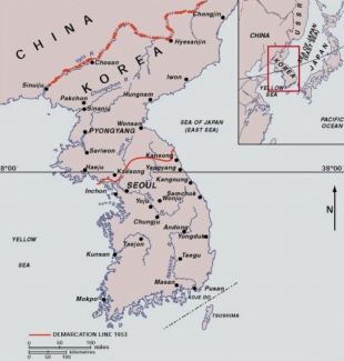 Mapa das dúas Coreas (clique para ampliar)